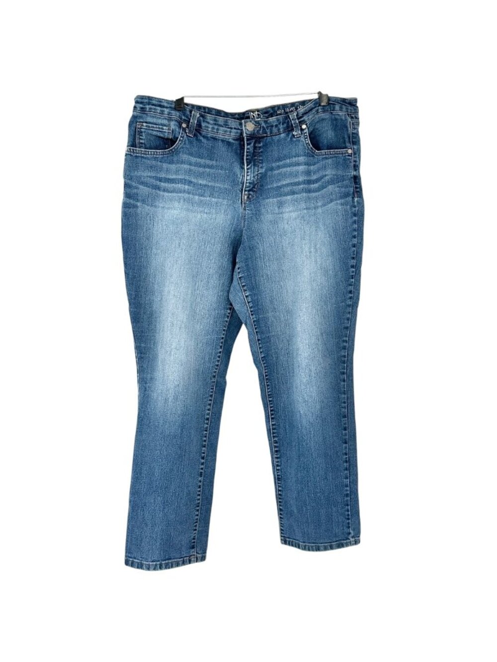 New Directions Jeans Womens 18WS Curvy Fit Straight Leg Blue Denim 5 Pockets